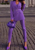 Fall Winter Women'S Fashion Chic Long Sleeve Blazer Jumpsuit Two Piece Suit