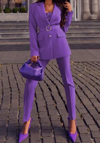 Fall Winter Women'S Fashion Chic Long Sleeve Blazer Jumpsuit Two Piece Suit