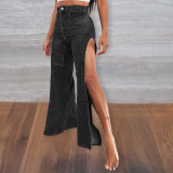 Summer Jeans Fashion High Waist Ripped Slit Women'S Denim Pants