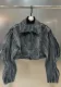 American Retro Top Autumn Turndown Collar Long Sleeve Denim Coat