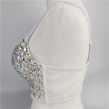 Adulhand-stitched  diamond Strapless nightclub performance sequins belly dance sling top