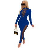 Spring Sexy Lace-Up Patchwork Contrast Nightclub Jumpsuit Women