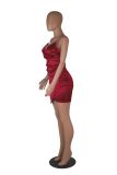 Autumn and winter sexy straps deep v slit Ruched Bodycon Dress women's clothing