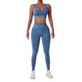 Seamless Yoga Suit Women's Stretch Quick Dry Tank Gym Tight Fitting Running Sports Vest and leggings two piece set