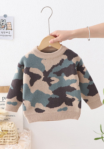 suéter de los niños de los niños otoño e invierno suéter de camuflaje de los niños Top de punto