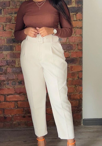 Women's Fashion Casual High Waist Solid Suit Pants Career Trousers