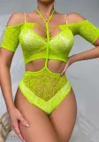 Women's Halter Neck Two Piece Mesh Bodystocking Lingerie