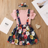 Cute 1st year old birthday Party Suit Spring Summer Children's Clothing Trendy Baby Girl Princess Floral Two Piece Dress set