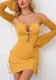 Women Long Sleeve Lace Up Hollow Out Long Sleeve Dress