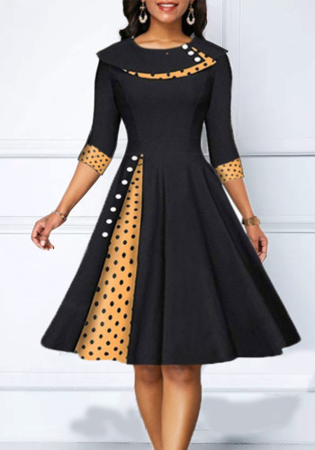 Women Colorblock Dot Dress