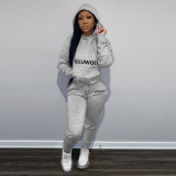 WomenCasual Sports Printed Long Sleeve Hoodies and Pant Two Piece
