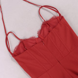 Womenslace Corset Split Backless Strap Dress