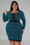 Plus Plus Size Women's Stretch Geometric Slim Fit Tunic Dress