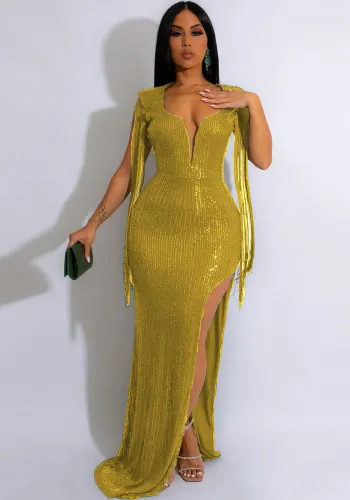 Sexy Low Back Fringe Sequin Nightclub Dress