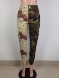 Women's Fashion Style Contrast Patchwork Camo Cargo Pants