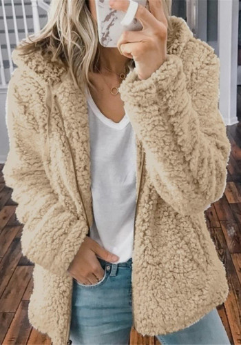 Herbst-/Winter-Top-Jacke aus Wolle mit Kapuze für Damen