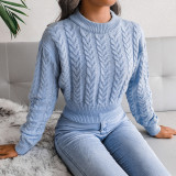 Fall Winter Twist Slim Waist Knitting Crop Sweater