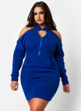 Fall Cut Out Off Shoulder Long Sleeve Hoodies Tight Fitting Dress