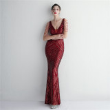 Beaded Beaded Evening Long Formal Party Slim Fit Evening Dress