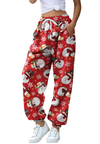 Pantalon de survêtement à cordon de serrage à la taille en flanelle de Noël automne / hiver