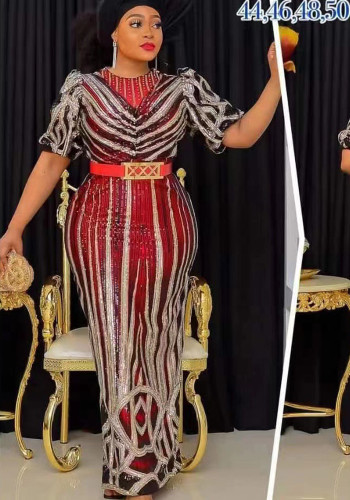Weihnachten Afrikanische Frauen Pailletten Perlen Partykleid Maxi Kleider