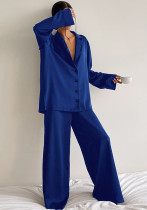 Fall Ladies Homewear Camisa suelta de manga larga Pantalones delgados Conjunto de pijama de dos piezas para mujer