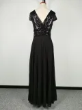 Summer dress v-neck sequined chiffon Patchwork long evening dress