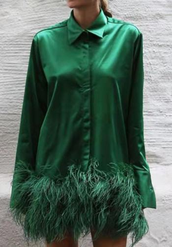 Vestido de camisa moda feminina patchwork fofo manga longa manga longa primavera