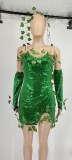 Cosplayer Sequin Green Dress with Gloves