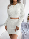 WomenCasual Crop Sweater Aand Bodycon Skirt Two Piece