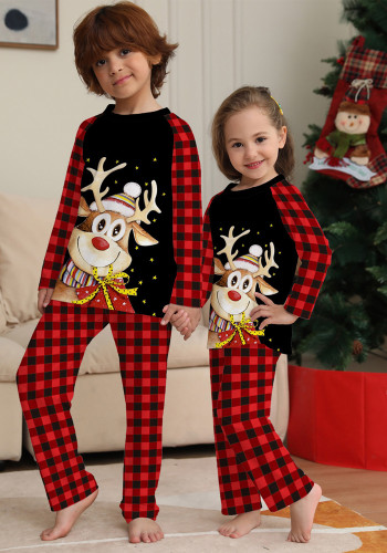 Conjunto de duas peças de pijama de família com estampa de desenhos animados fulvo de Natal