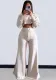 Women Casual Long Sleeve Crop Top and Pocket Pant Two Piece