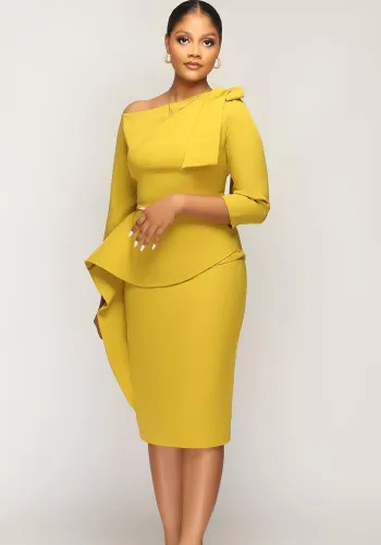 Women Irregular off-the-shoulder three-quarter sleeve dress