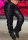 Women Fall/Winter Casual Pleated Slim PU-Leather Pant