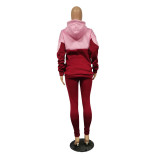 Women Casual Patchwork Hooded Two Piece Women