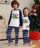 Christmas Tree Cartoon Print  Raglan Sleeve Round Neck Family Pajama Two Piece