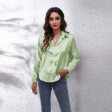Women's Satin Silk Long Sleeve Shirt