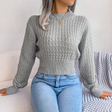 Fall/Winter Street Style Twist Long Sleeve Crop Knitting Sweater