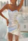 Women's Silver Sling Fringe Sexy Party Long Dress