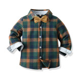 Spring and Autumn Boys Plaid Shirts Children's Baby 1st years old birthday party Tops