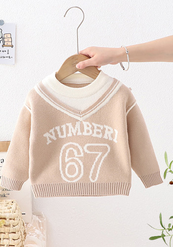 Suéter para niños Otoño Invierno Niños Letra Números Suéter Suéter