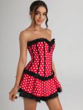 women sexy polka dot vintage corset + matching skirt set