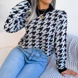 Fall/Winter Casual Houndstooth Long Sleeve Pullover Knitting Sweater