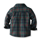Autumn and winter boys little gentleman solid color overalls plaid Shirt Kids boy four piece set