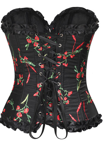 corset vintage à lacets floraux sexy pour femmes