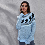 Halloween ghost retro polka dot long sleeve knitting sweater women's loose autumn and winter women's clothing