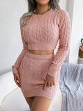 WomenCasual Crop Sweater Aand Bodycon Skirt Two Piece