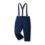 Children's clothing autumn long-sleeved striped shirt boys overalls two-piece suit gentleman's suit