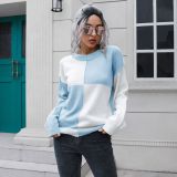 plaid sweater women's loose autumn and winter long sleeve knitting top