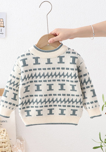 niños suéter para niños otoño e invierno niño raya Letra jersey Top de punto